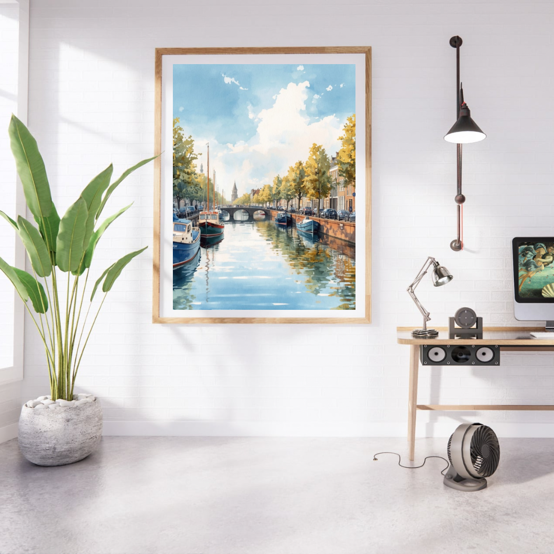 Arnhem Gracht Schilderij – Zeilboten & Zomerse Kade