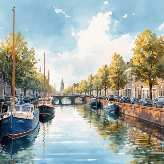 Arnhem Gracht Schilderij – Zeilboten & Zomerse Kade