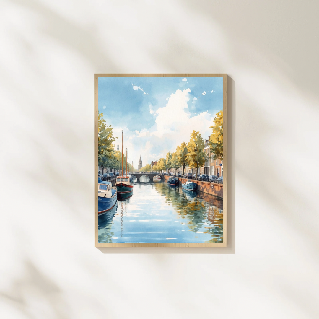 Arnhem Gracht Schilderij – Zeilboten & Zomerse Kade