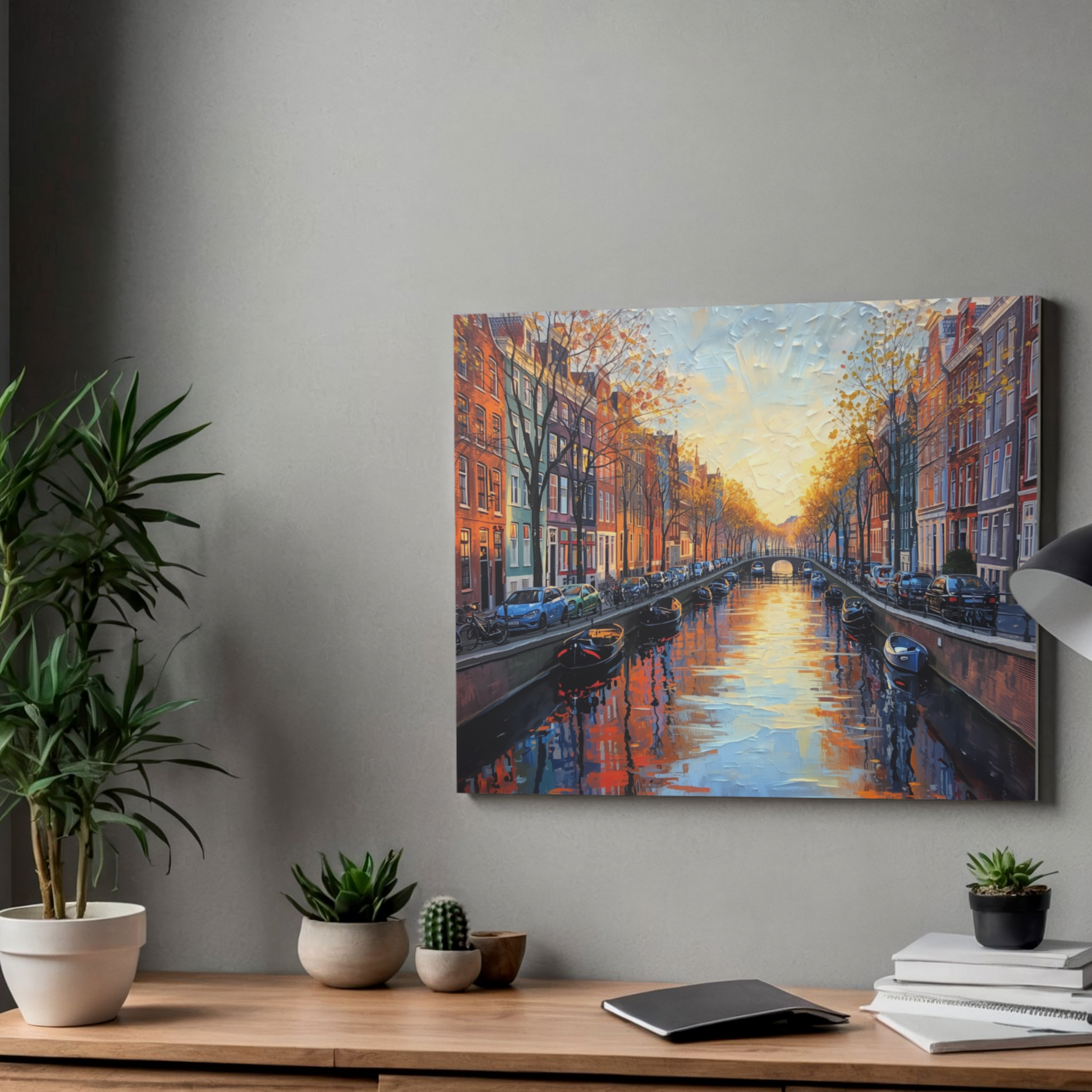 Amsterdam gracht cityscape canvas, premium home decor