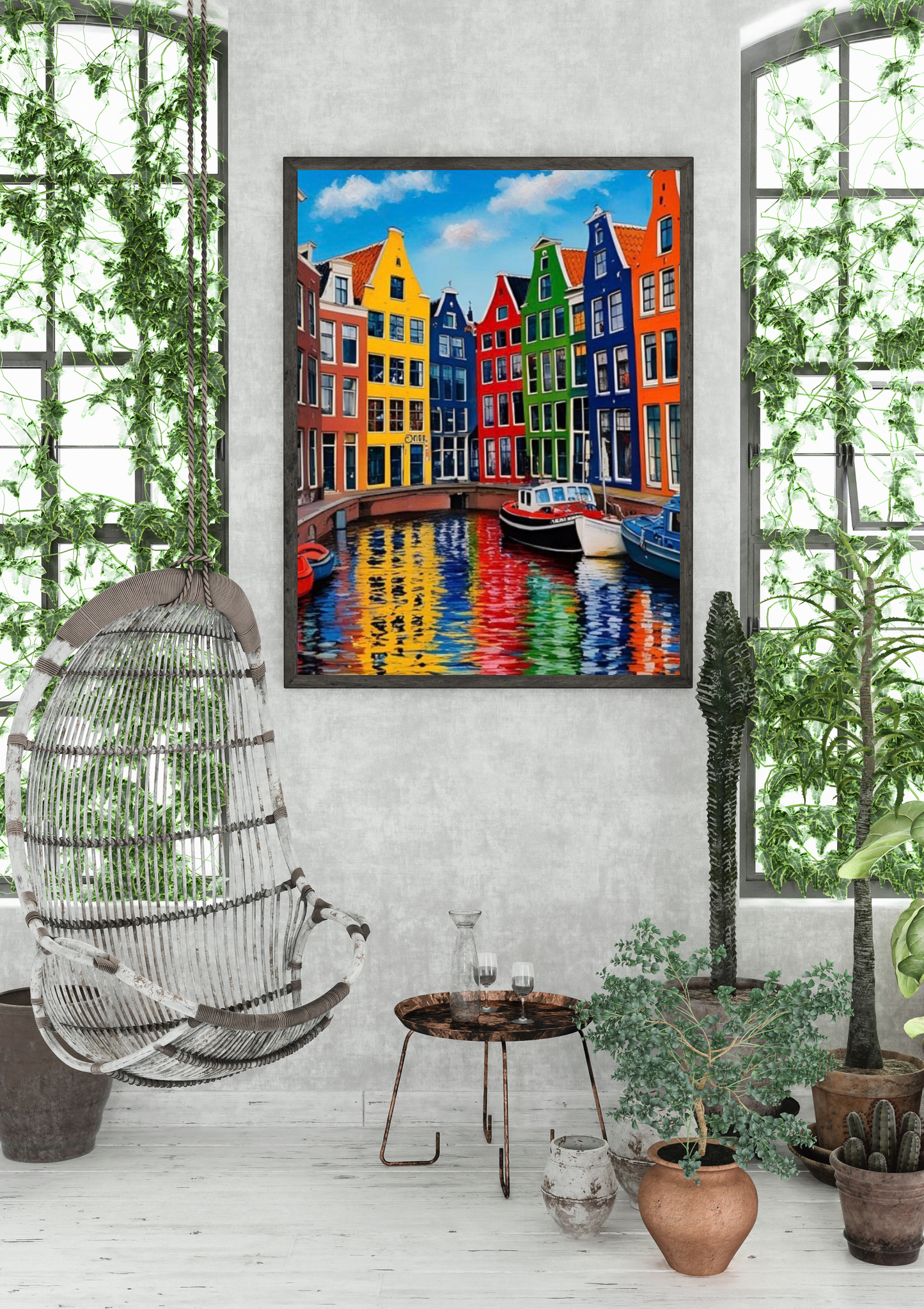 Utrecht cityscape wall art canvas in stylish home decor setting