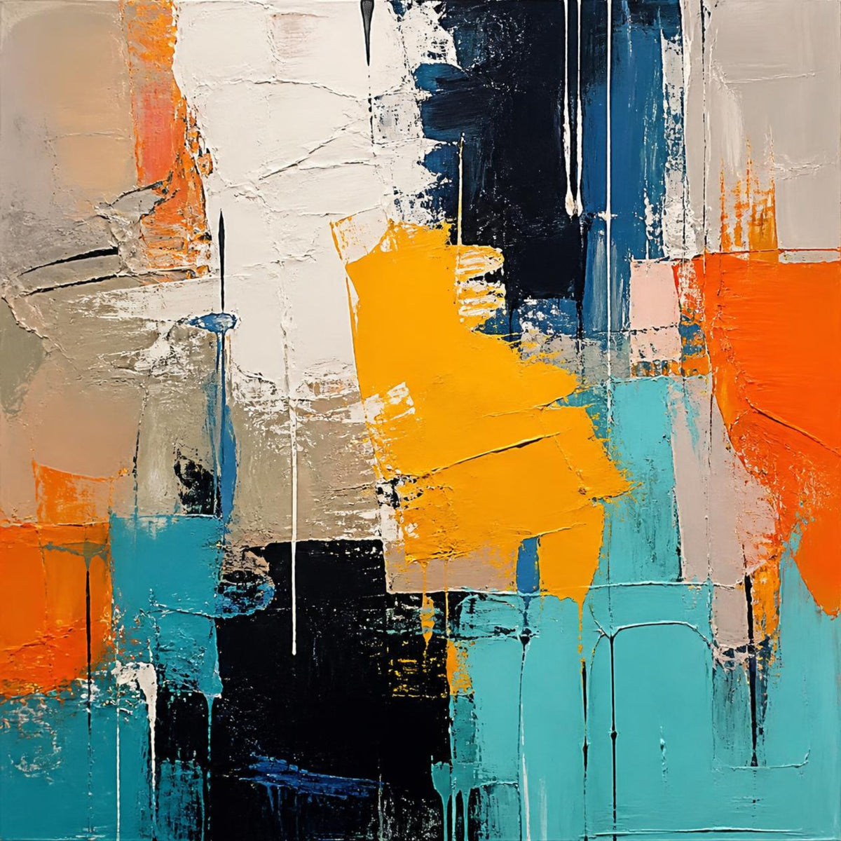 Canvas Schilderij – Retro Urban Pop Art Kunst in Expressieve Kleuren