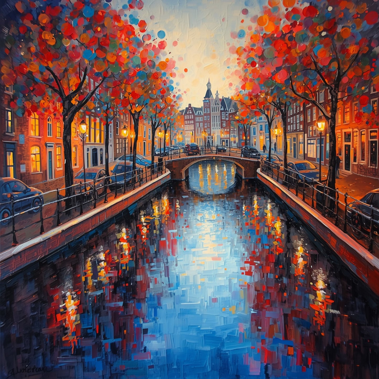 Amsterdam seasonal canvas print, city wall art for living room
