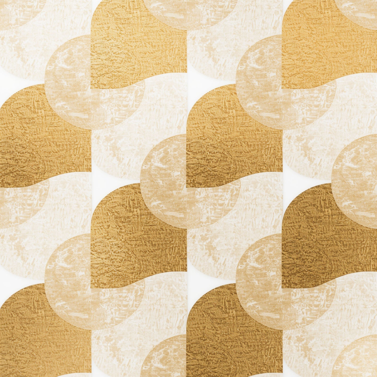 Geometrisch canvas schilderij met herhalend patroon van gouden en crème halve cirkels in retro stijl op warme achtergrond — hal wanddecoratie
