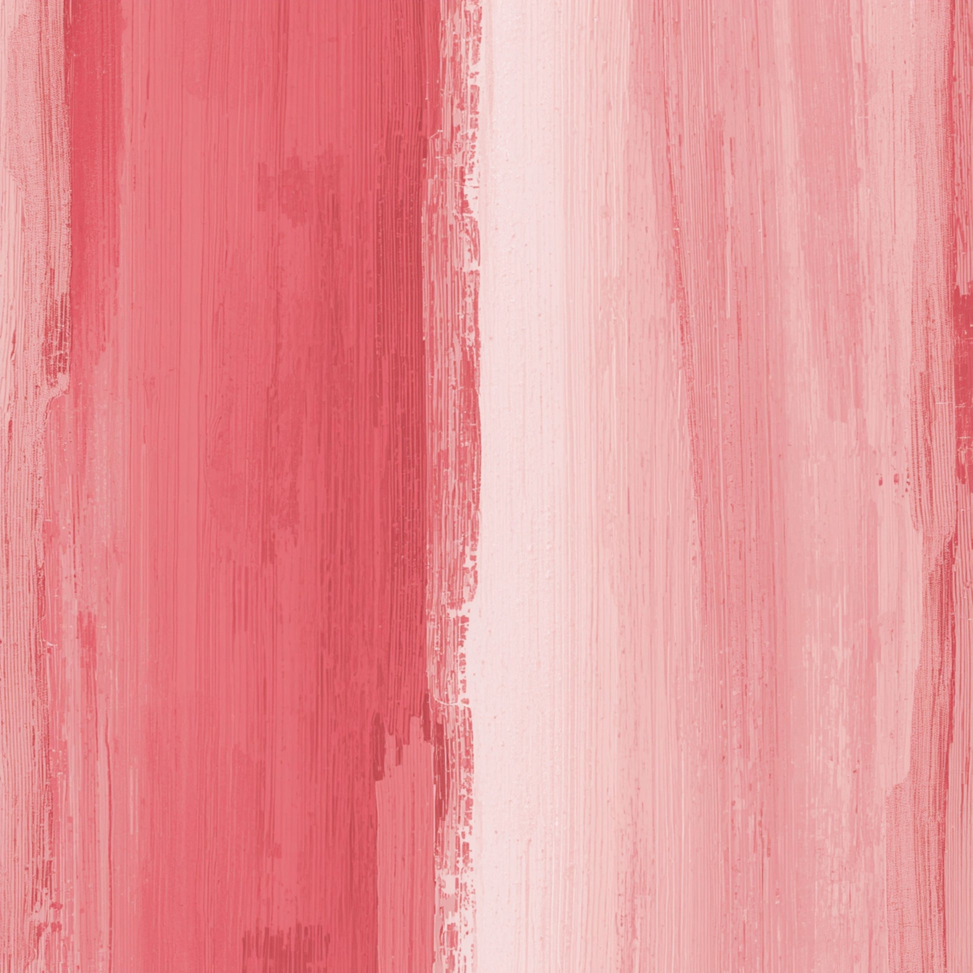 Abstract schilderij met brede verticale penseelstroken in koraalroze en zachtroze afgewisseld met crème en witte stroken op warm crème fond – fris romantisch wall art print voor de overloop
