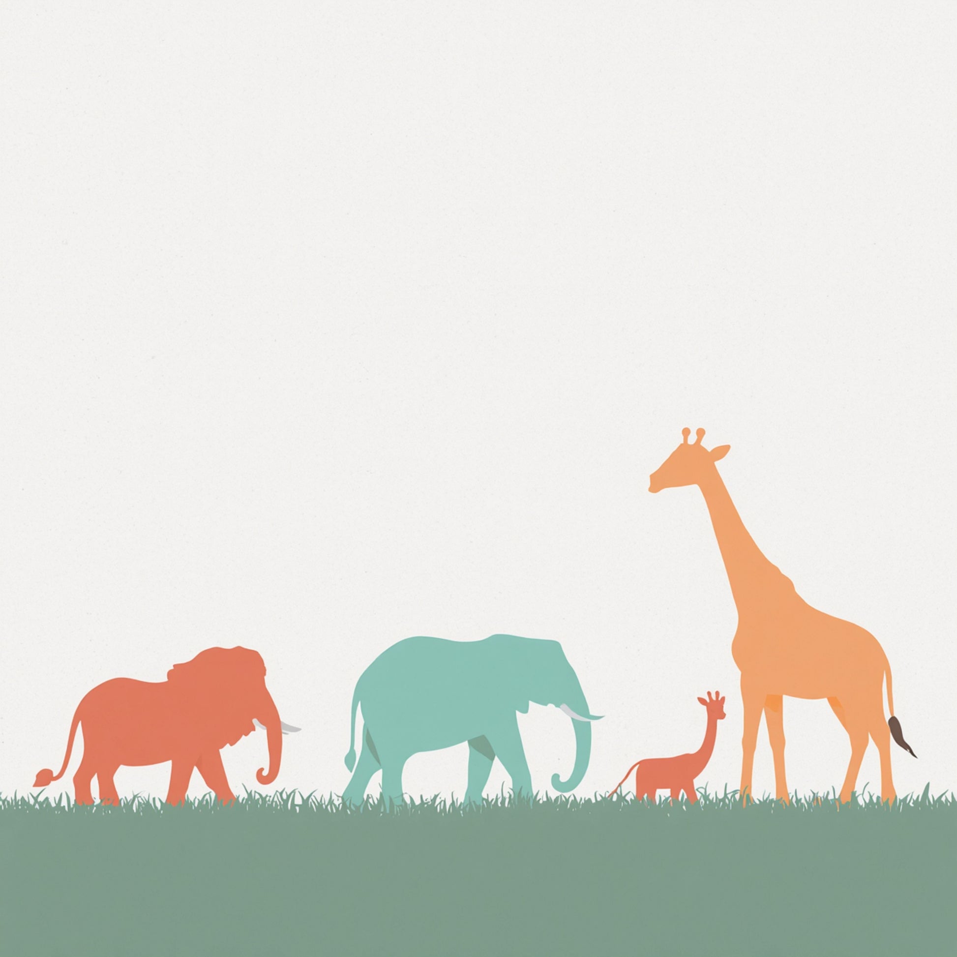 safari-dieren-canvas-schilderij-giraf-olifant-kinderkamer
