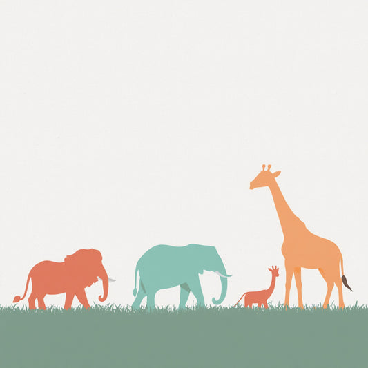 safari-dieren-canvas-schilderij-giraf-olifant-kinderkamer
