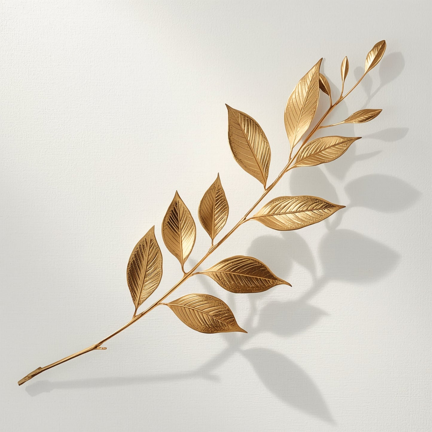 Botanische gouden tak canvas schilderij op witte achtergrond — logeerkamer wanddecoratie
