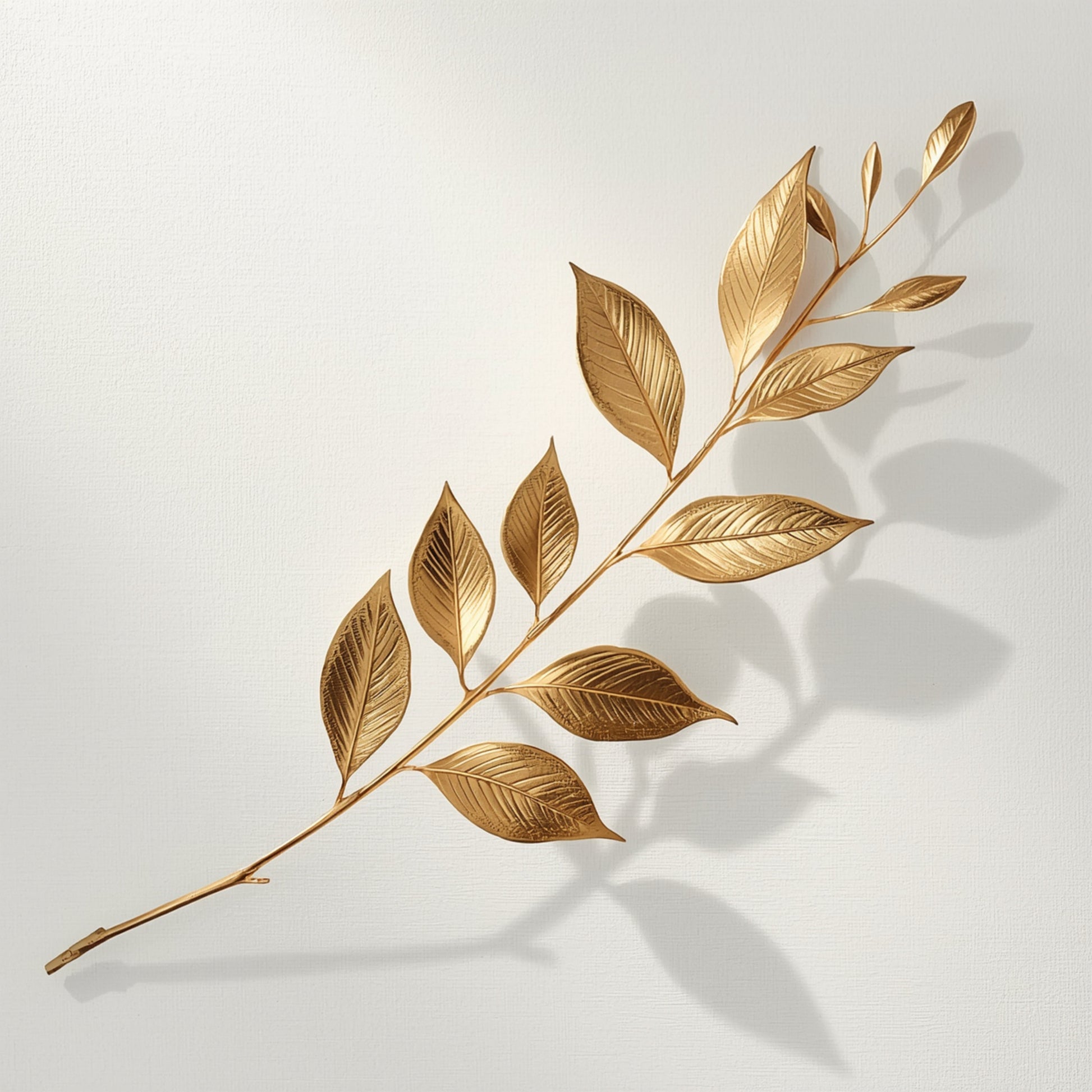 Botanische gouden tak canvas schilderij op witte achtergrond — logeerkamer wanddecoratie
