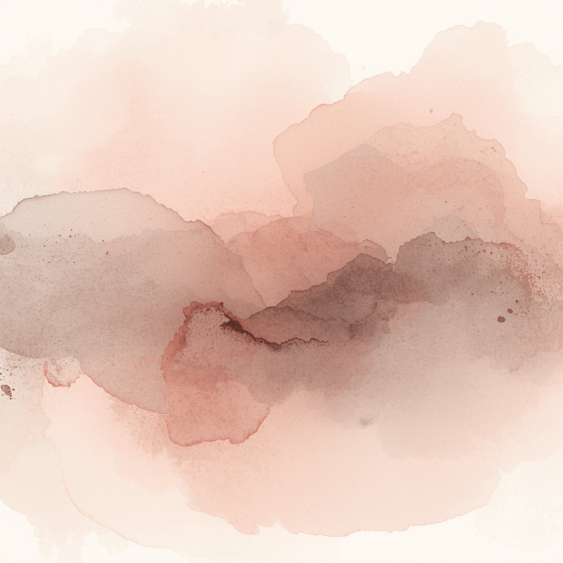 Abstract schilderij met vloeiende zachte roze en mauve aquarelvlekken die als een organische en dromerige compositie over het crème fond bewegen met subtiele donkere accenten in het midden – sereen romantisch wall art print voor de logeerkamer
