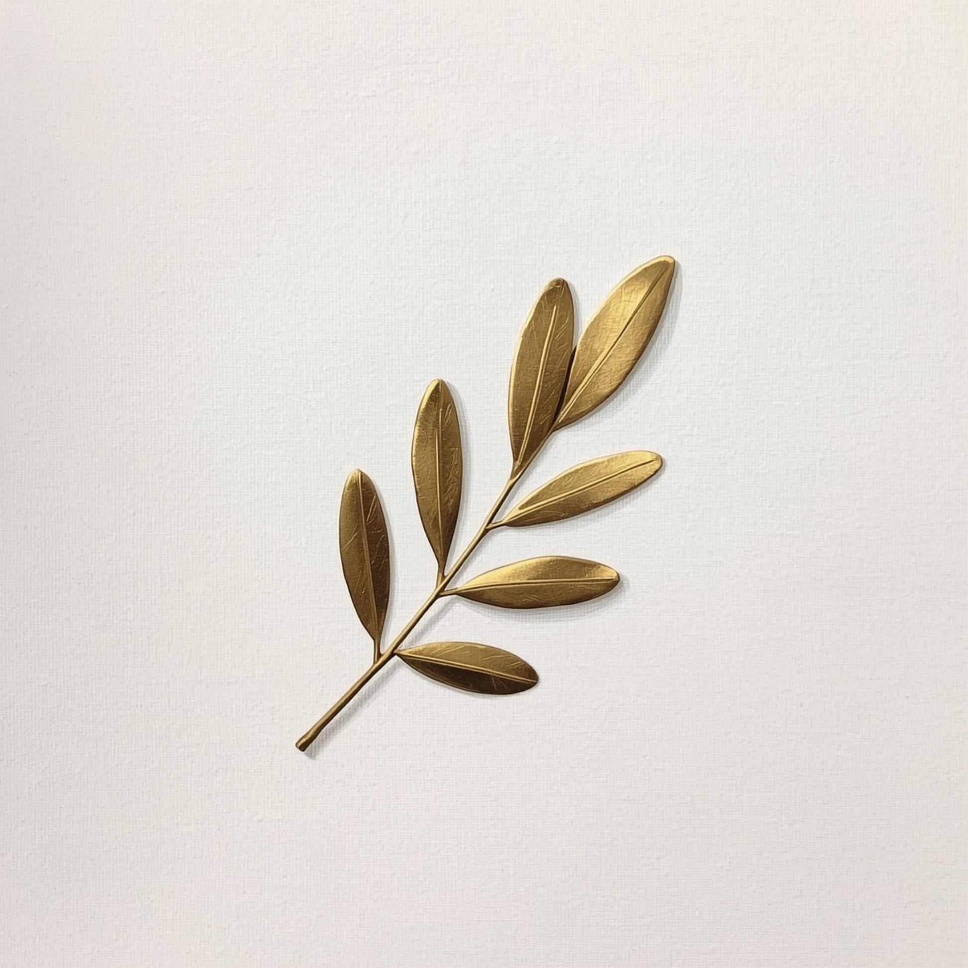 Sierlijk gouden olijftak canvas schilderij met warme olijfgroene en gouden blaadjes op lichtbeige achtergrond — keuken wanddecoratie
